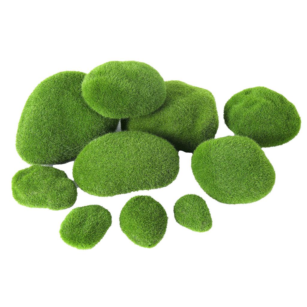 12/30PCS Artificial Foam Moss Rocks Fake Green Moss Stone Micro Landscape DIY Crafts for Home Garden Flower Pot Decoration Stone