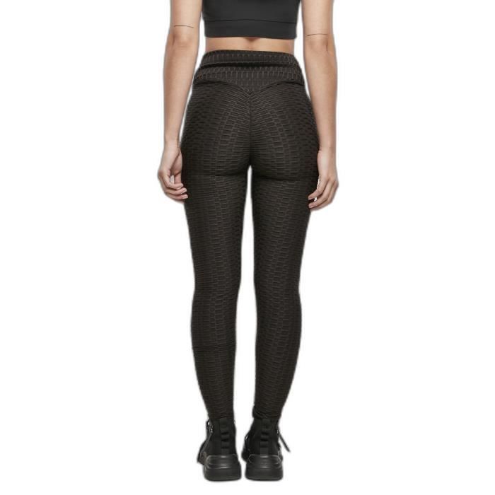 Damen High Waist Leggings Urban Classics Honeycomb - schwarz - M