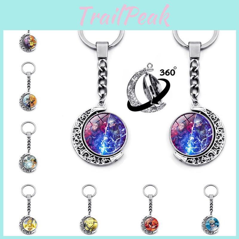 Naruto Keychain Anime Merchandise Double-sided Spinning Metal Key Ring Gift