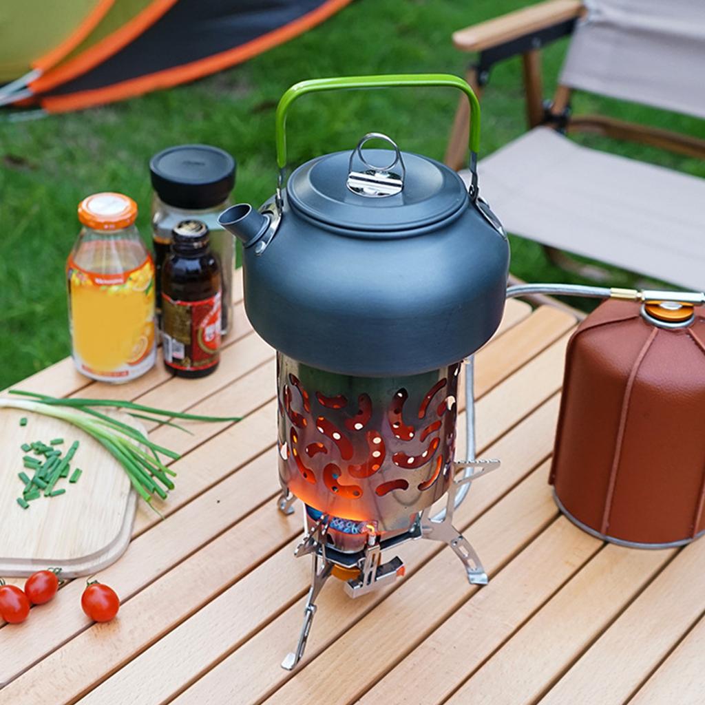 Portable Camping Mini Heater Stainless Steel Camping Stove Warming Stove Cover for Outdoor Backpacking Hiking Traveling BBQ
