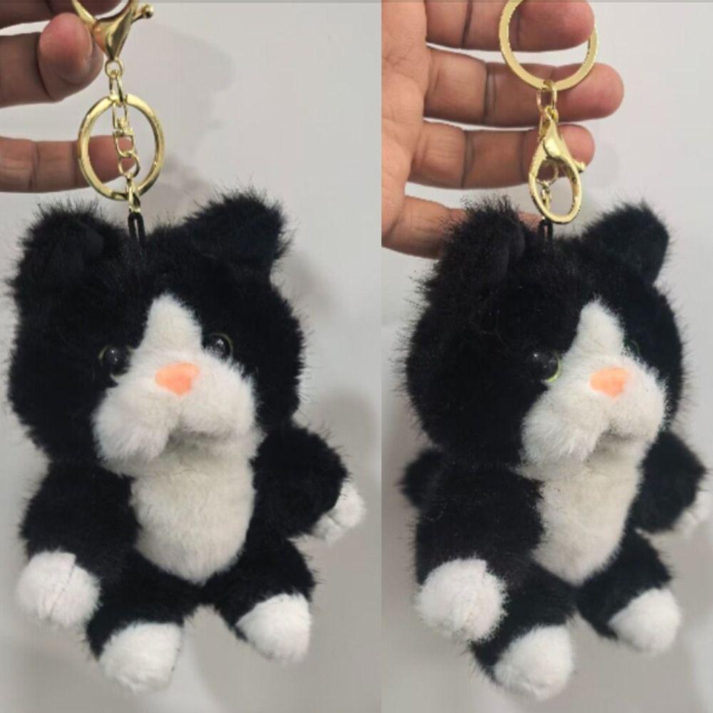 Soft Plush Stuffed Kitten Keychain Kitten Pendant Plush Animal Keychain  Handbag Accessories