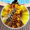 Round Beach Towel,Honey Bee Harvesting Polyester Sand Resistant Beach Blanket,Soft Absorbent Quick Dry Pool Towel Picnic Mat