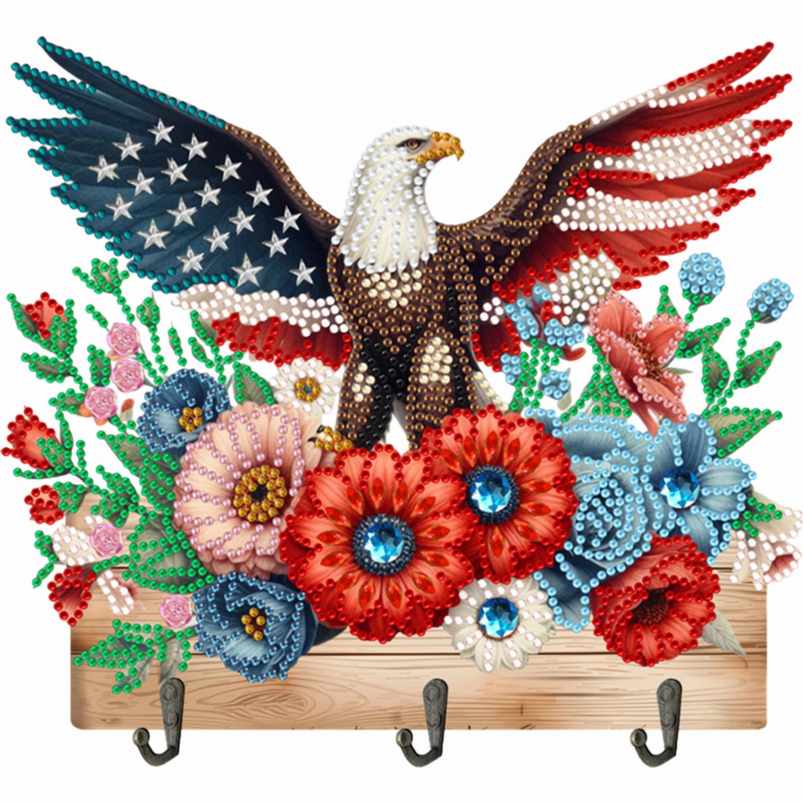 

Eagle Theme Wood DIY Diamond Painting Hanging Hook Diamond Art Painting Hook Kit for Wall Decoration and Space-Saving Storage