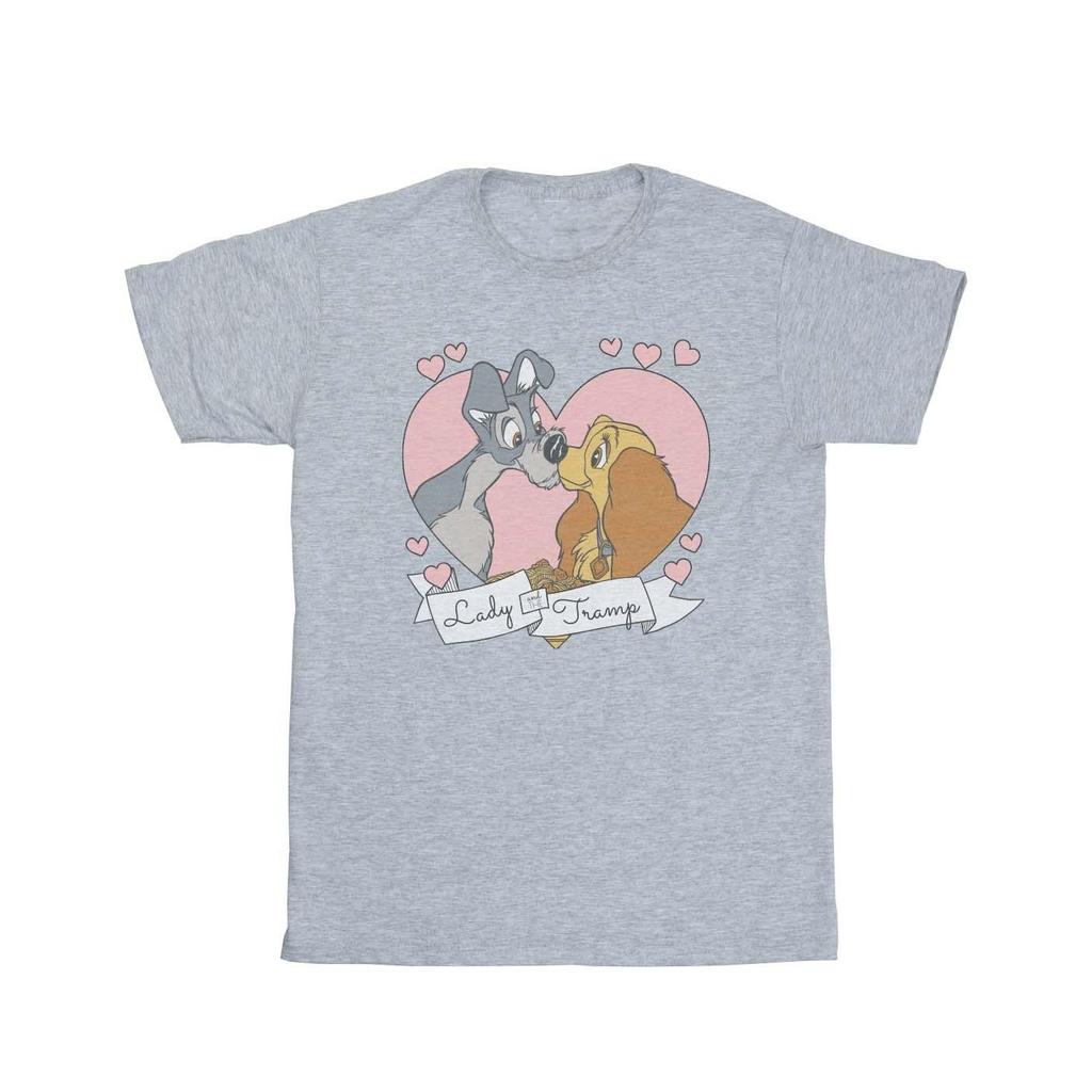 Disney Womens/Ladies Lady And The Tramp Love Cotton Boyfriend T-Shirt