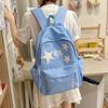 Schoolbag Korean Version of the Star Plaid Backpack, Student Light, Large Capacity, Simple and High Value, College Style, Versatile Commuting 