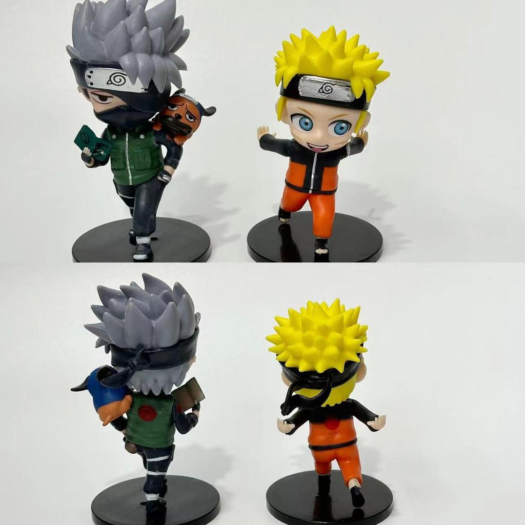 12th Gen Naruto Q Version Figures: Set of 6 Naruto and Obito Cake Decorations, Car Toys, and Ornaments