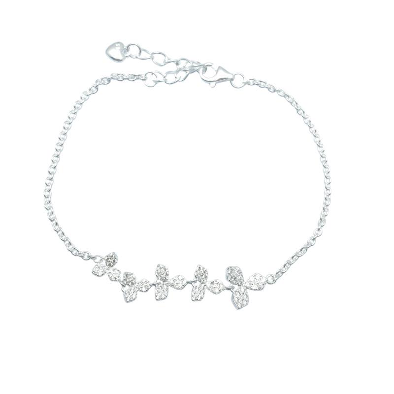 Korean Style Elegant S925 Sterling Silver Petal Bracelet for Women – Light Luxury Zircon for a High-End Feel