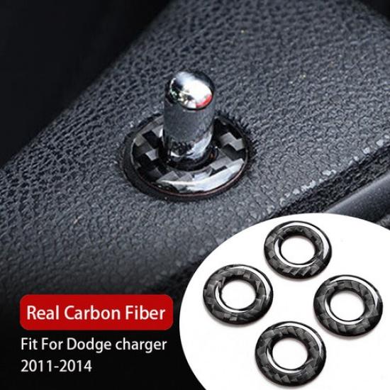 Carbon Fiber Door Lock Plunge Interior Ring Trim For Dodge Charger 2011-2014 New