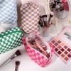 Premium-12 Pcs Checkered Makeup Bag Cosmetic Bag Bulk Makeup Pouch Personalize Travel Toiletry Bag Organizer Cute Makeup Brushes