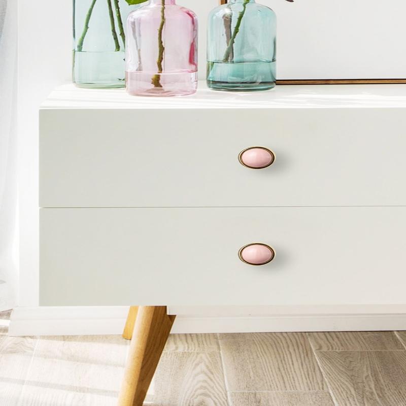 Modern Colored Ceramic Furniture Handle Golden Wardrobe Cabinet Handles Closet Door Knob Dressing Table And Drawer Pull Hardware