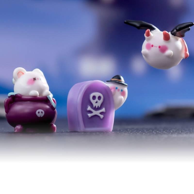 Entzückender Halloween-Bär und Elf Mini-Figuren Harz Handwerksdekorationen DIY
