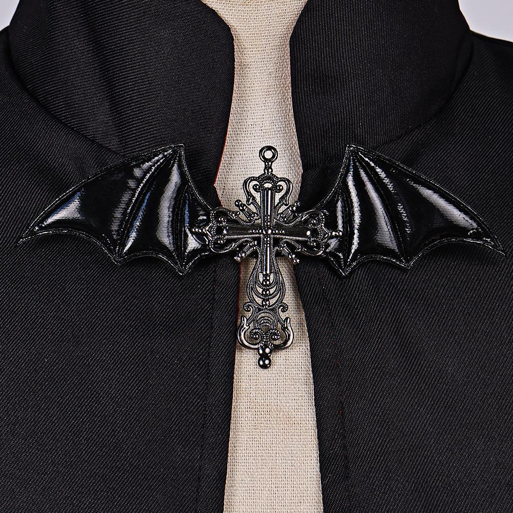 Vampire Count Cosplay Costume, Halloween Black Red Long Cape Dark Stage Outfit