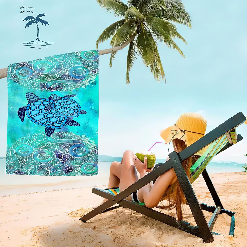 Microfiber Sea Turtle Beach Blanket Absorbent Quick Dry Sandproof Multi Purpose Towel Beach Mat for Swimming Pool Yoga Fitness