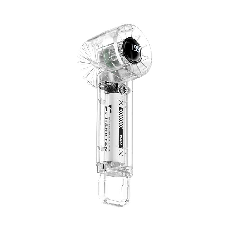 Portable USB Turbine Handheld Fan: Transparent, Digital Display, Office & Outdoor Use