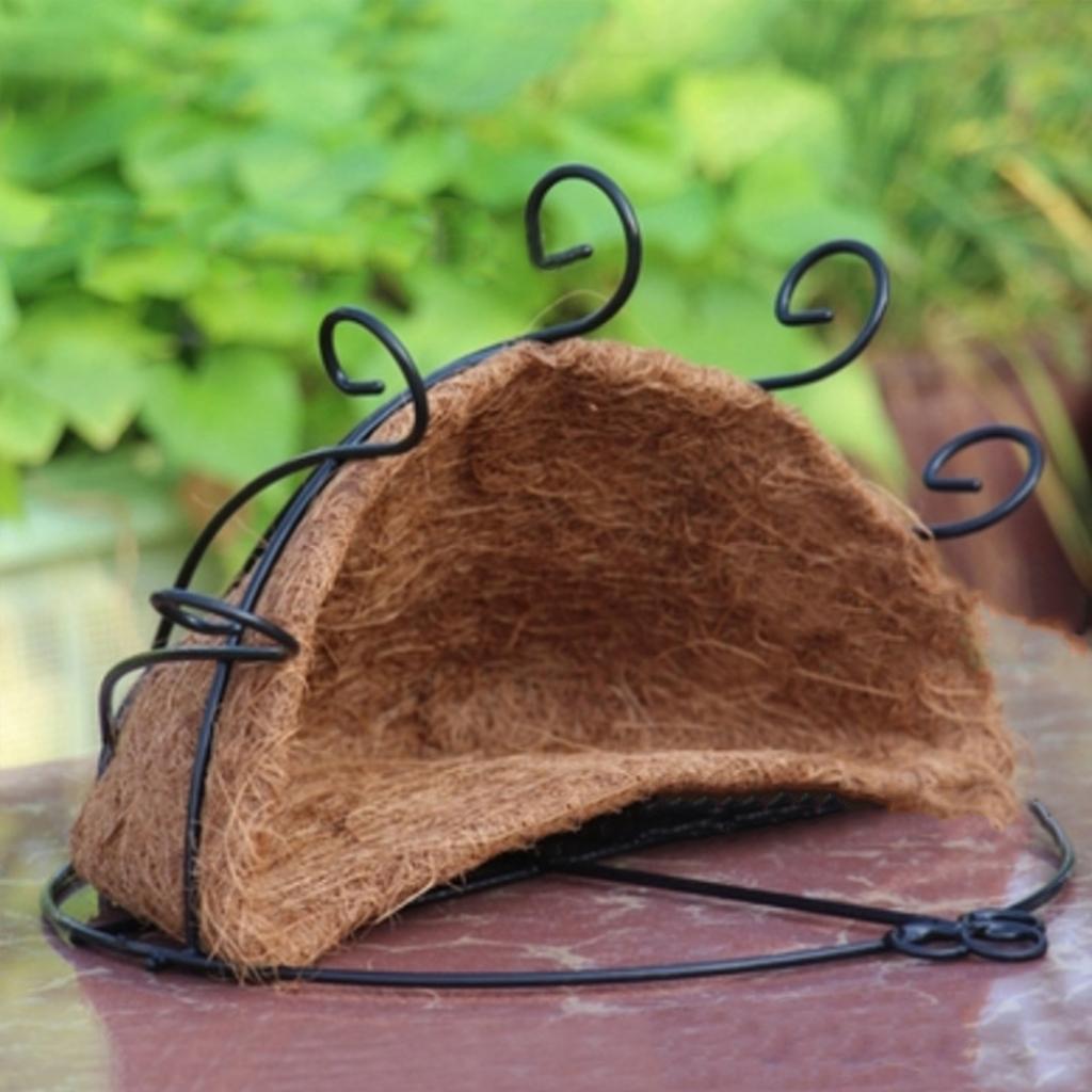 Iron Hanging Flower Pot Basket Coconut Palm Pad Wall Mounted Flowerpot Strong Wrought Iron Frame Detachable Chain for