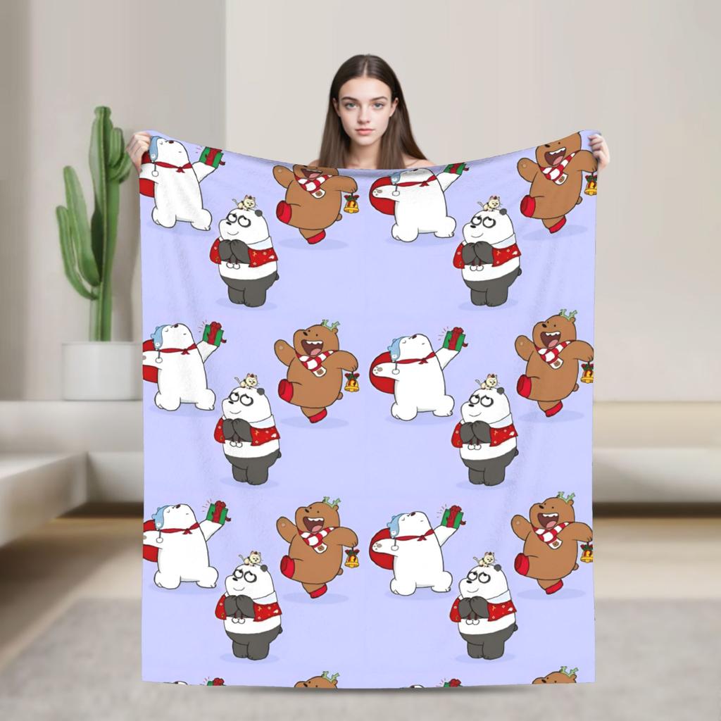 Warm Soft Blanket Camping We Bare Bears Somos Osos Bedding Throws Flannel Bedspread For Couch Bed Pattern Sofa Bed Cover