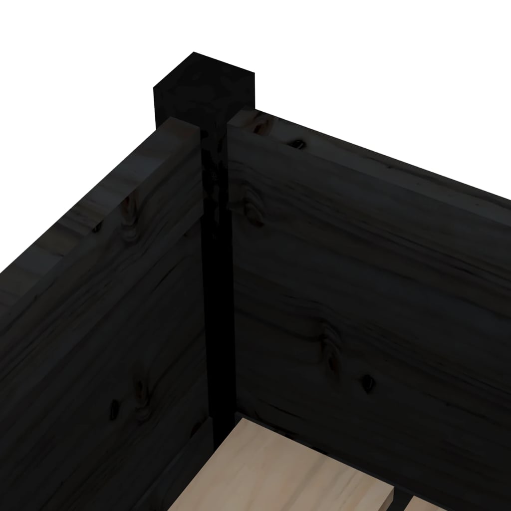 Plant Pot Black 31x31x70 Cm Solid Pine Wood