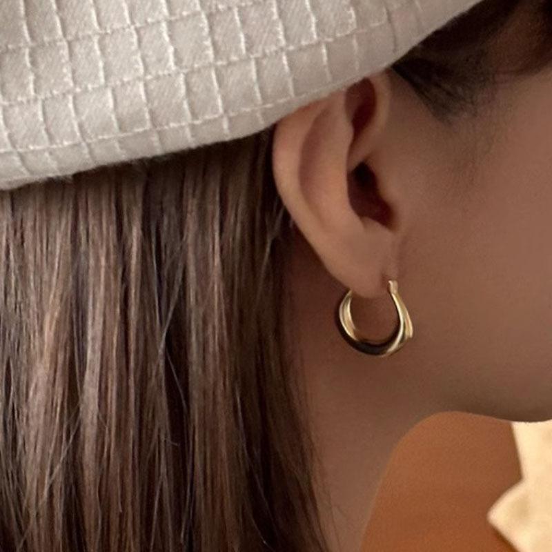 Niche Senior Circle Earrings Female Fashion Temperament Exquisite Hundred Match Ear Buckle Pure Earrings Tide Elegant Simple Hoop Earrings