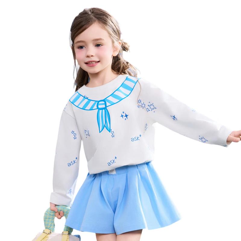 ASK JUNIOR Girls  Academy Style Printed Long Sleeve T-shirt 120