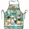 1pc Playful French Bulldog Bath Time Cartoon Design Apron - Durable Polyester Kitchen Restaurant Apron for Cooking, Baking, Home