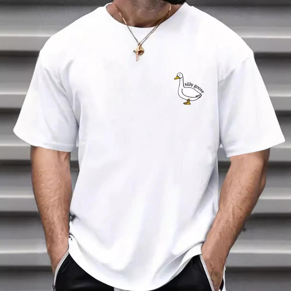 

Мужская футболка с круглым вырезом и короткими рукавами из чистого хлопка с принтом «Мультяшный утенок», модный стиль Харадзюку 3XL белый