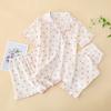 Pajamas women's summer thin, pure cotton cotton yarn small fresh short-sleeved shorts homewear three-piece set can be worn loosely