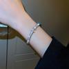 Elegant Zircon Letter Buckle Bracelet: Shiny, Minimalist, Luxury Bangle for a Versatile and Sophisticated Style