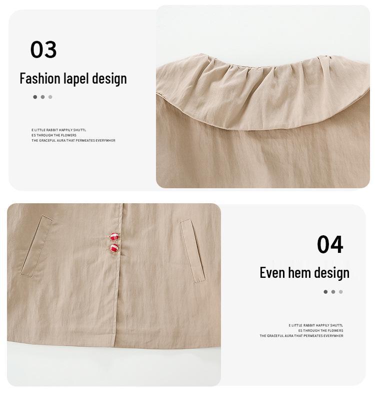 Stilvoller Mädchen-Trenchcoat in mittlerer Länge mit Puppenkragen - Koreanische Mode für Herbst und Frühling