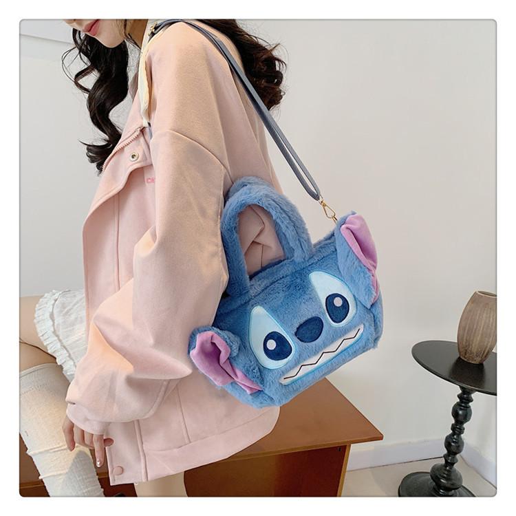Stitch Plush Shoulder Bag Made Of Soft Material With Inner Pocket For Casual Use