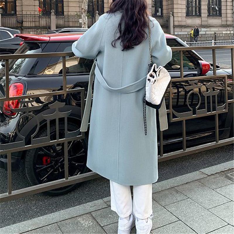 Tooxika New Autumn And Winter Commuter Solid Color Wool Coat For Women Mid-length Lace-up Wool Coat