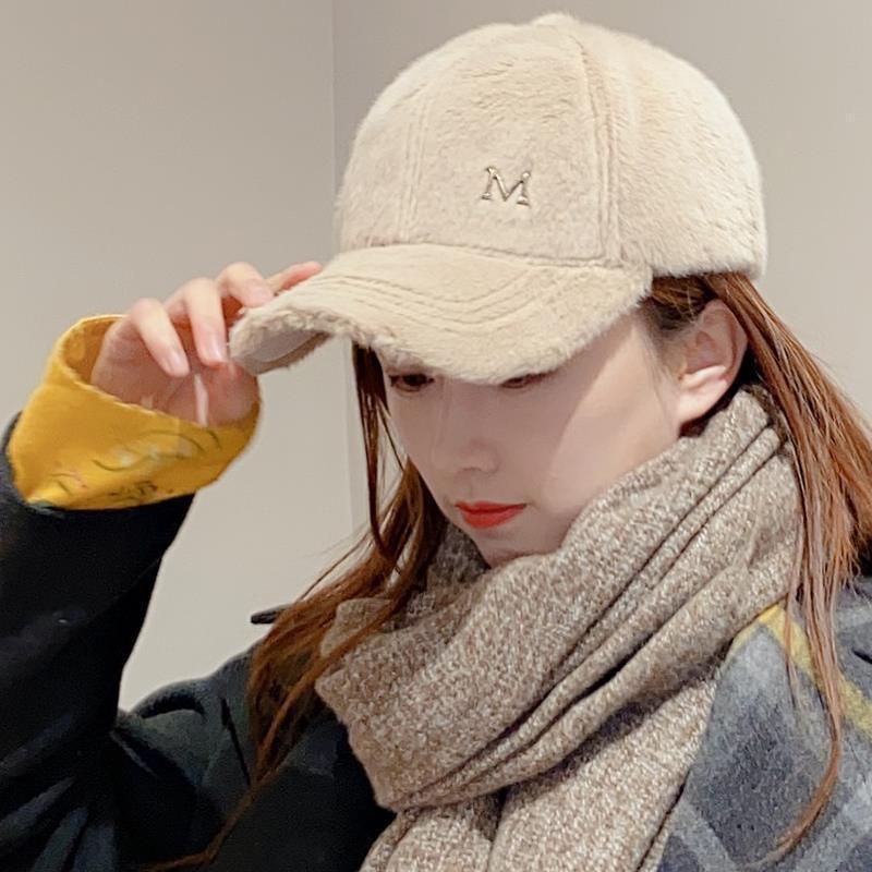 Rabbit Fur Plush Hat for Women In Autumn and Winter Thickened Warm Peaked Cap Korean Style Trendy Street Versatile Winter Baseball Cap