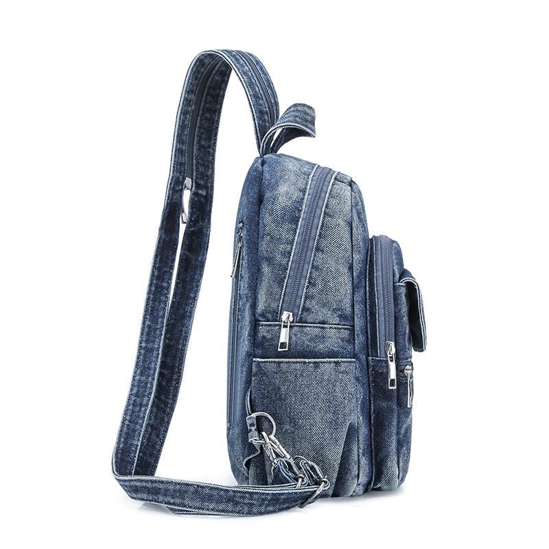 Denim Small Backpack Women's Backpack Multi-functional Chest Bag