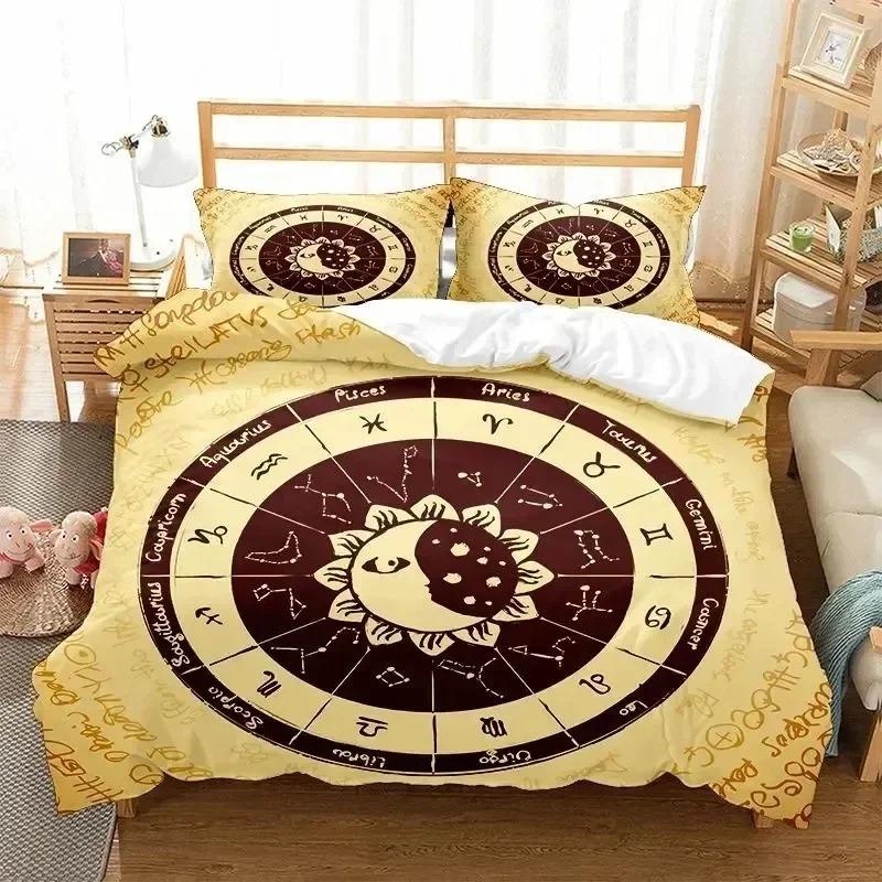 Sun And Moon Twelve Constellations Zodiac Bedding Set Bedroom Soft Modern Bedspreads Comefortable Duvet Cover Quilt Pillowcase