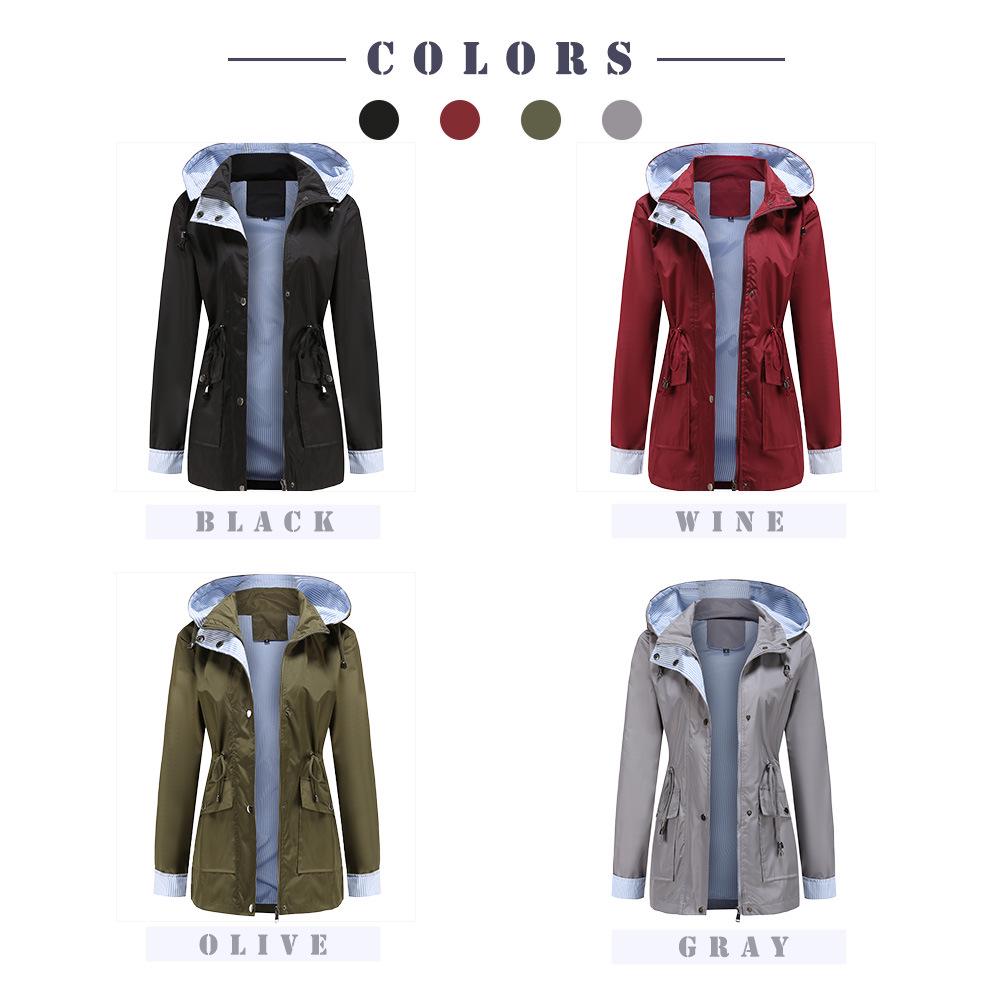 2024 Women's Plus Size Trench Coat with Detachable Hood - Autumn/Winter Collection