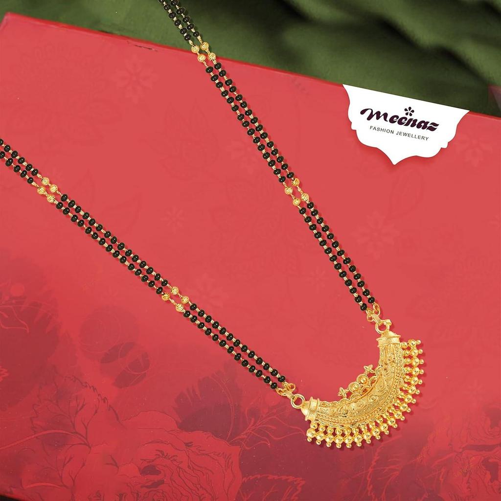 Mangalsutra pro ženy Dívky Dámy Manželka Chrám Jihoindická Tradiční 1 Gram Zlata Stylový Maháráštrská Dlouhý Řetízek
