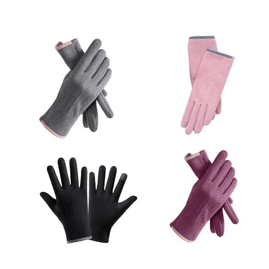 Dámské zimní termální rukavice s fleecovou podšívkou, rukavice s dotykovou obrazovkou, teplé větruodolné rukavice na psaní zpráv, cyklistiku, řízení, venkovní práci