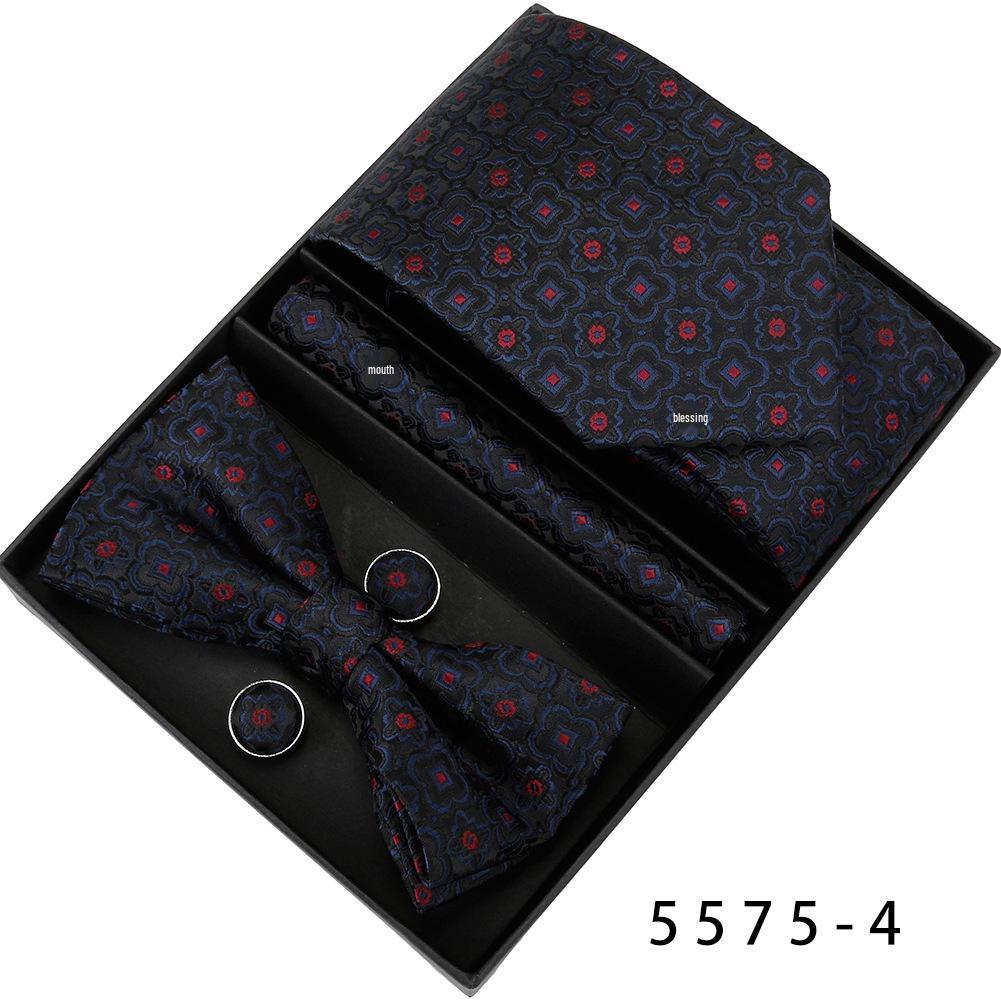 Men s Formal Wedding & Business Five-Piece Set: Suit, Collar, Tie, Cufflinks
