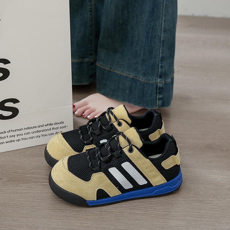 

Little white shoes children s breathable mesh round head popular casual shoes summer thick sole 2025 new heightening shoes dad shoes 40 чёрный