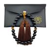 WONDERFUL LOTUS Myo | Lotus | Flower Prayer Beads for Men, Ebony, 22 Beads, Two-Color Tassel, Prayer Beads Bag Included, Informal Prayer Beads, Black,