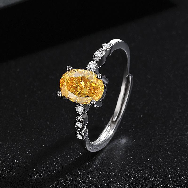 Luxurious Egg-Shaped Zircon Gemstone Ring for Women – Versatile, Fashionable, European & American Style