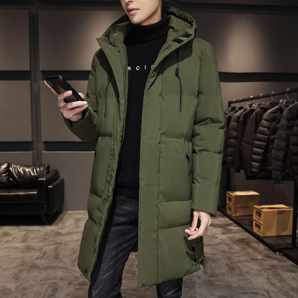 Mid-length Down Jackets Men's Plus-size Cotton-padded Clothes Winter Trend Loose Hooded Cotton-padded Jackets Warm and Thick Cotton-padded Clothes
