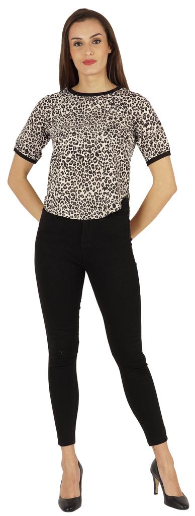 Inkmeso Rundhals Lässige T-Shirts Für Damen Bedruckt Normale Passform High-Low Saum