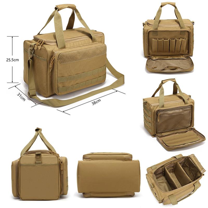 Large Capacity Durable Handbag, Multi-pocket Shoulder Bag with Pistol Magazine Pouch MOLLE Expand for Hunting Shooting