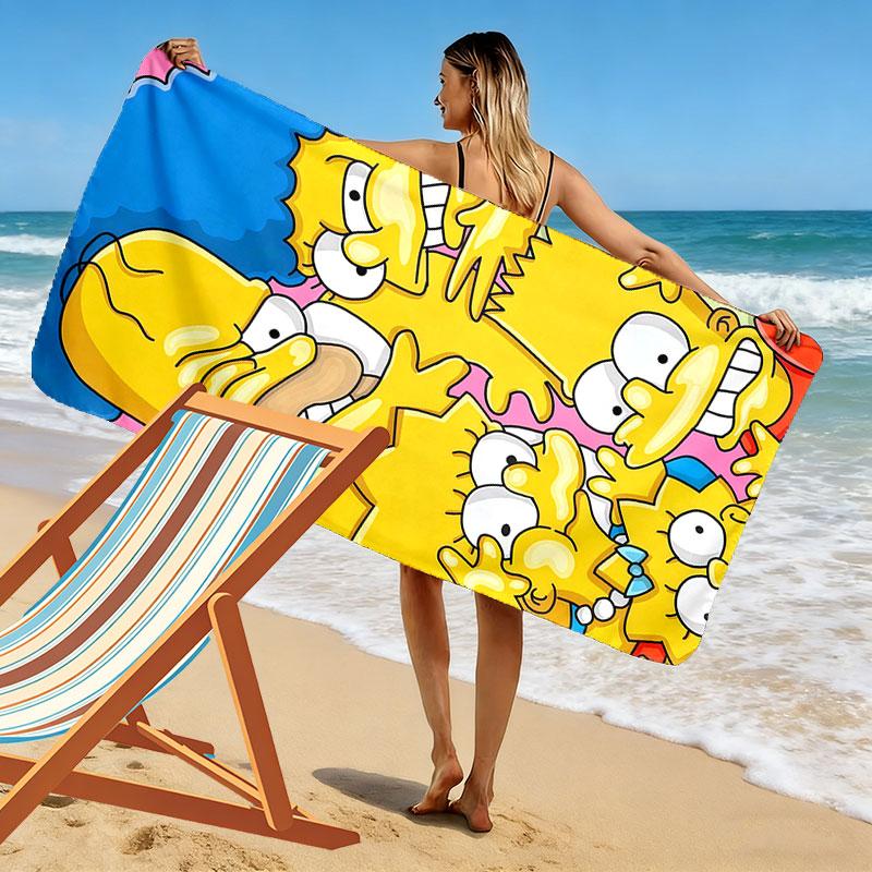 The Simpsons Cartoon Poster Print Beach Towel, Large Soft Quick Dry Towel for Beach Camping Swimming