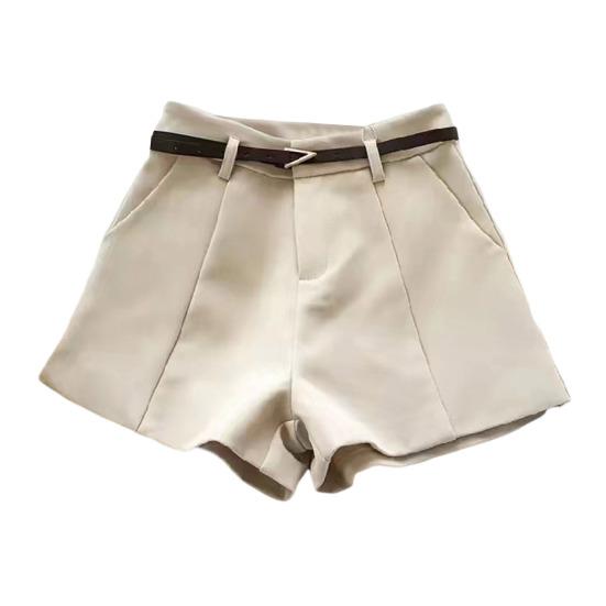 

Женский костюм, шорты с поясом, сплошной цвет, широкие повседневные шорты с карманами, короткие брюки в стиле повседневного использования, рабочая одежда S абрикосовый