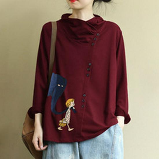 Abito Casual Retro in Velluto a Coste Autunno & Inverno Taglie Forti per Donna