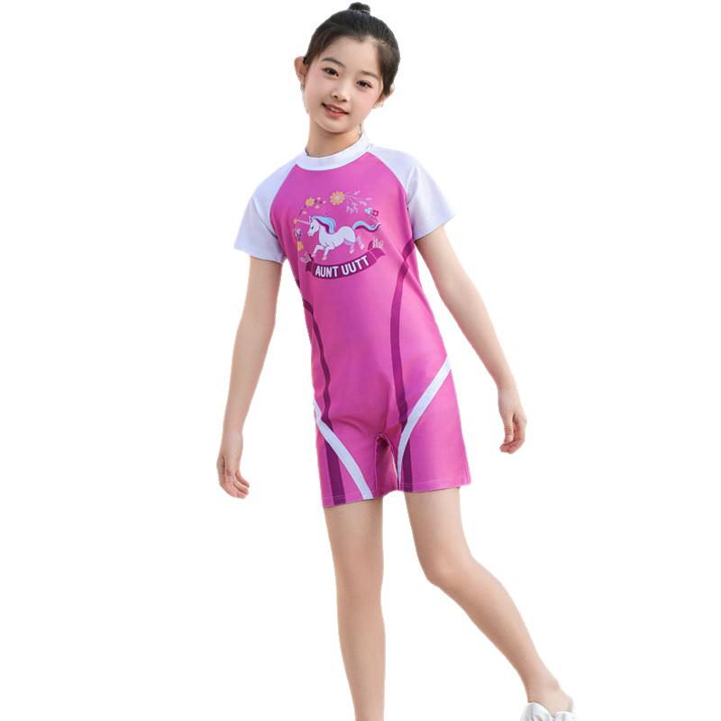 Boys' Colorful Sun Protection Short-Sleeve Swimsuit: Breathable, Stretchy, Quick-Dry, Easy On/Off, Fun Beachwear