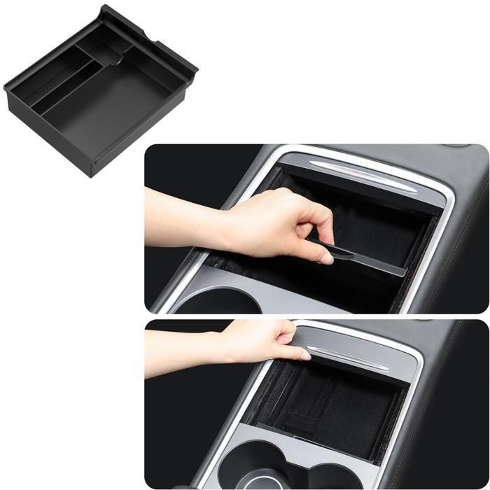 Organizer - Phonillico - Compatible with Tesla Model Y and Model 3 - Pack of 2 - Plastic - Black