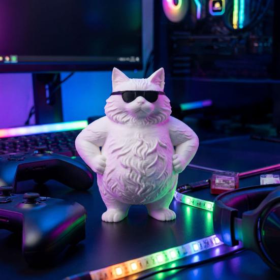 Lustige coole Katze Statue 3D gedruckte süße Katze in Sonnenbrille Figur skurrile Kätzchen Verzierung für Büroschreibtisch Dekoration Geschenke für Katzenliebhaber