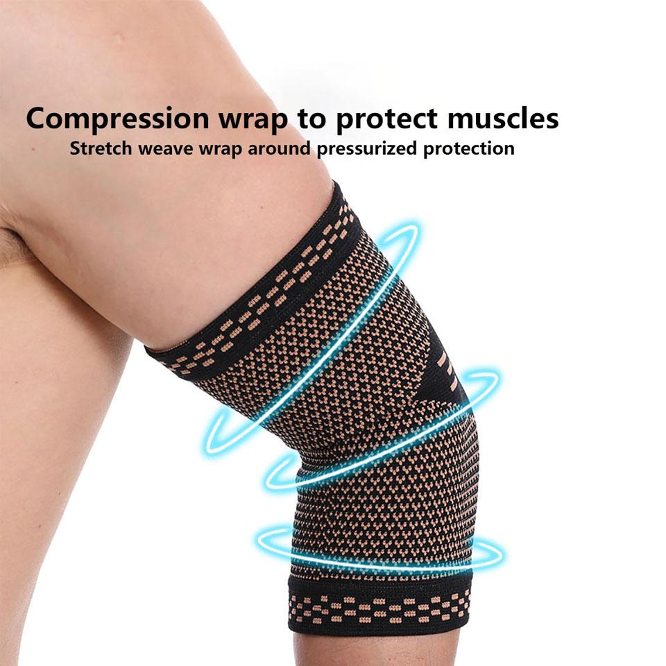 1Pcs Sport Elbow Guards Unisex Breathable Sweat Absorbing Elastic Copper for Running Basketball Volleyball Fitness